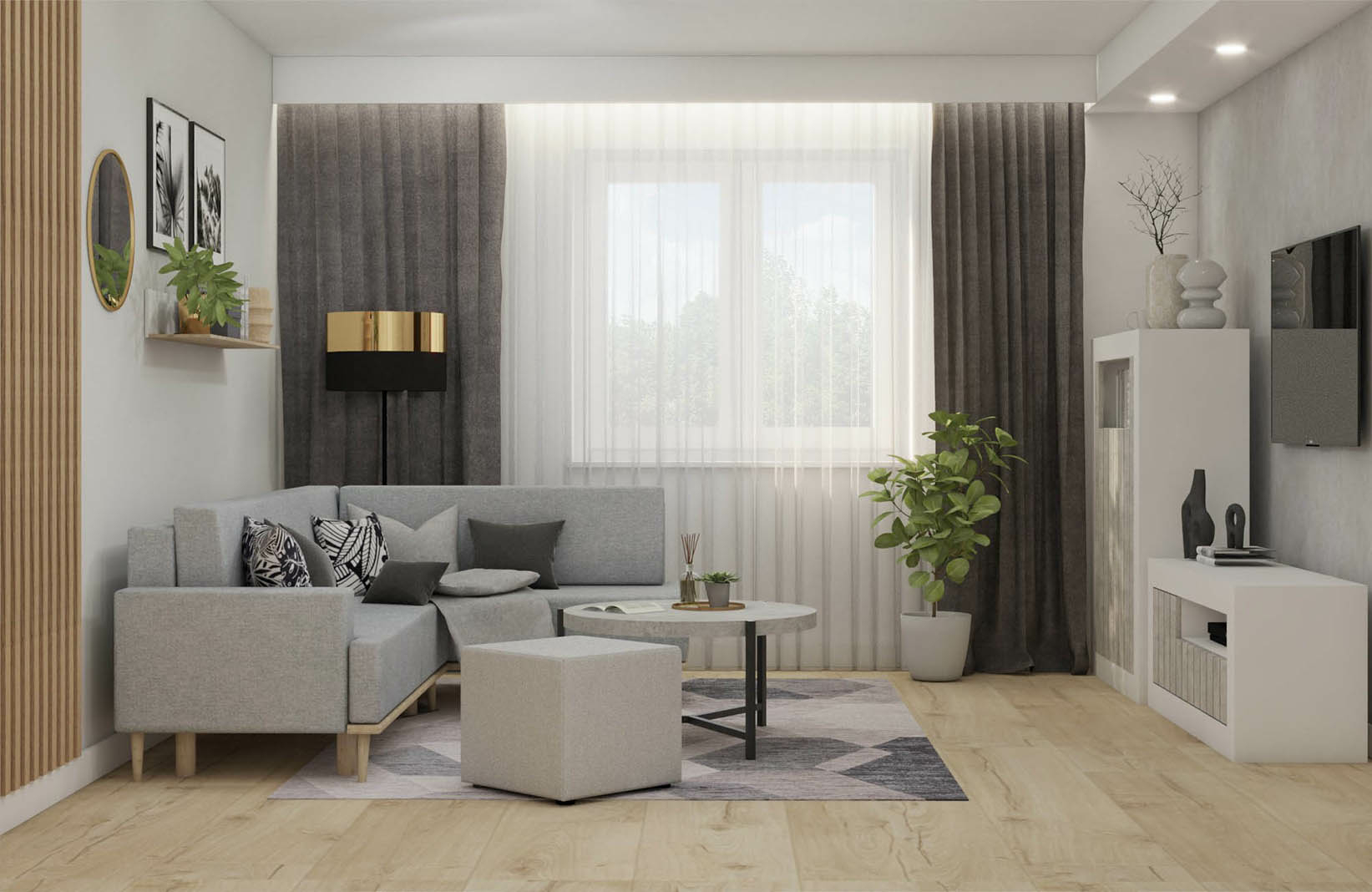 Moderní šedý obývací pokoj – 5 nápadů na trendy design
