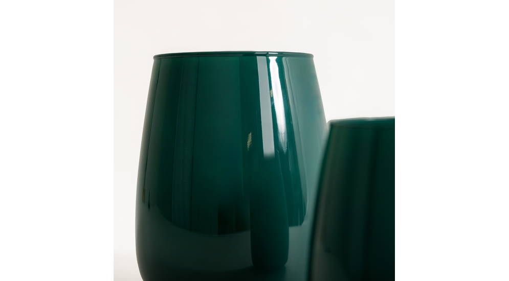 Skleněná zelená váza ZINNIA 23 cm