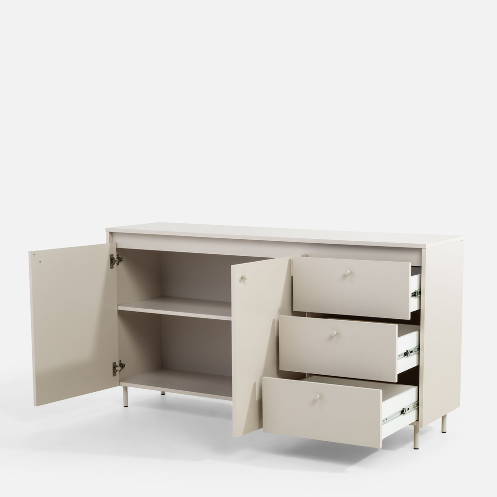 Komoda se 3 zásuvkami na kovových nožičkách TORINO kašmírová