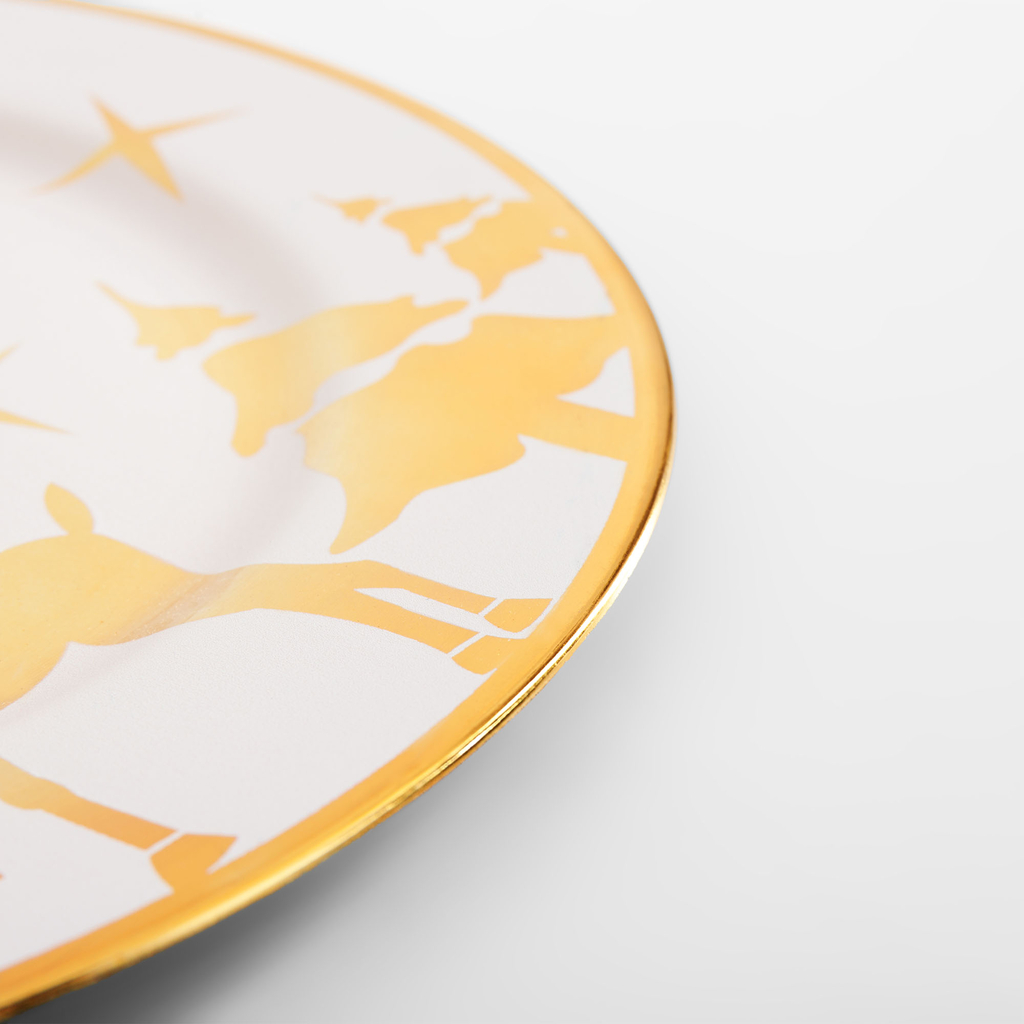 Dekorační talíř podtalíř bílý-zlatý 33 cm