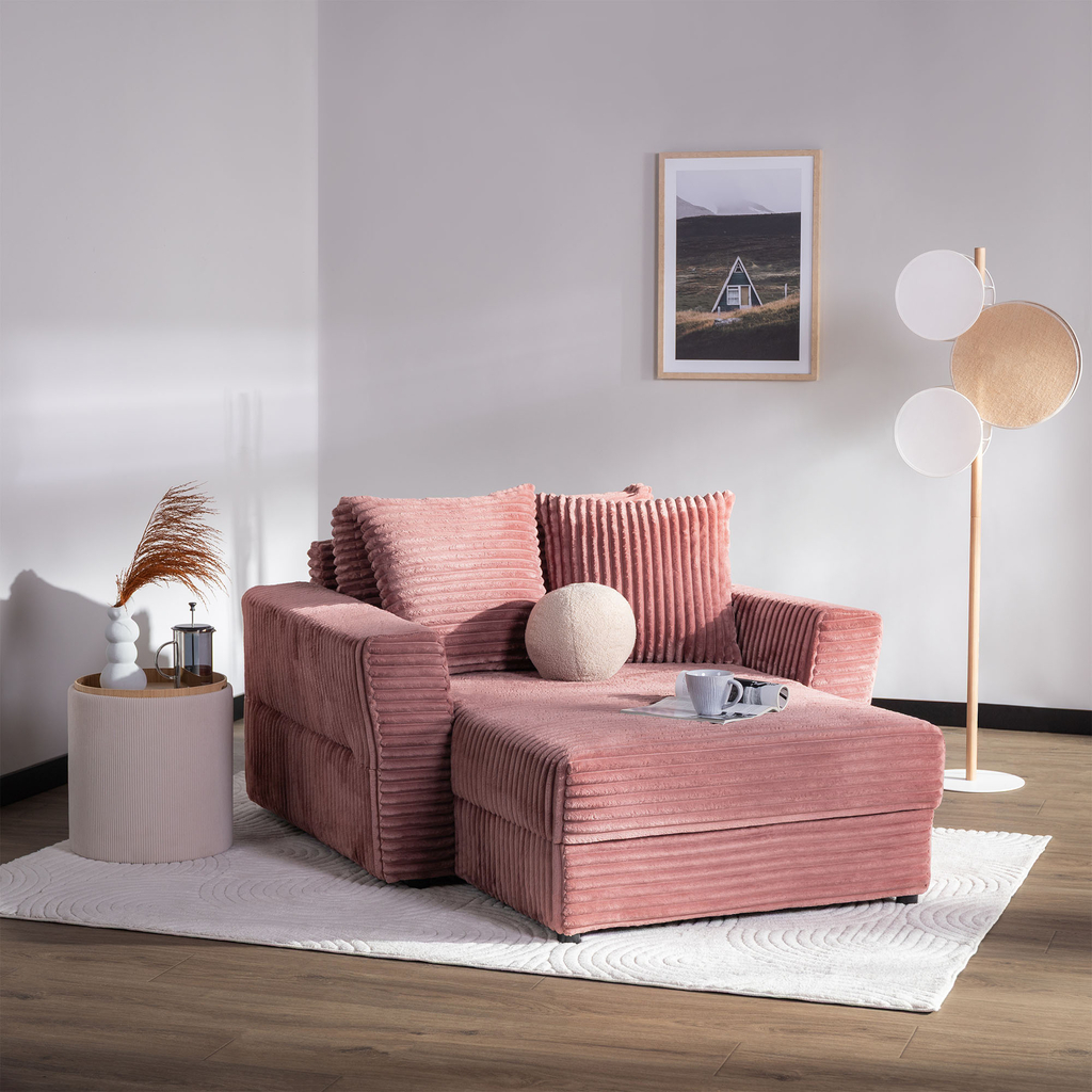 Křeslo loveseat pudrově růžová NOEMI