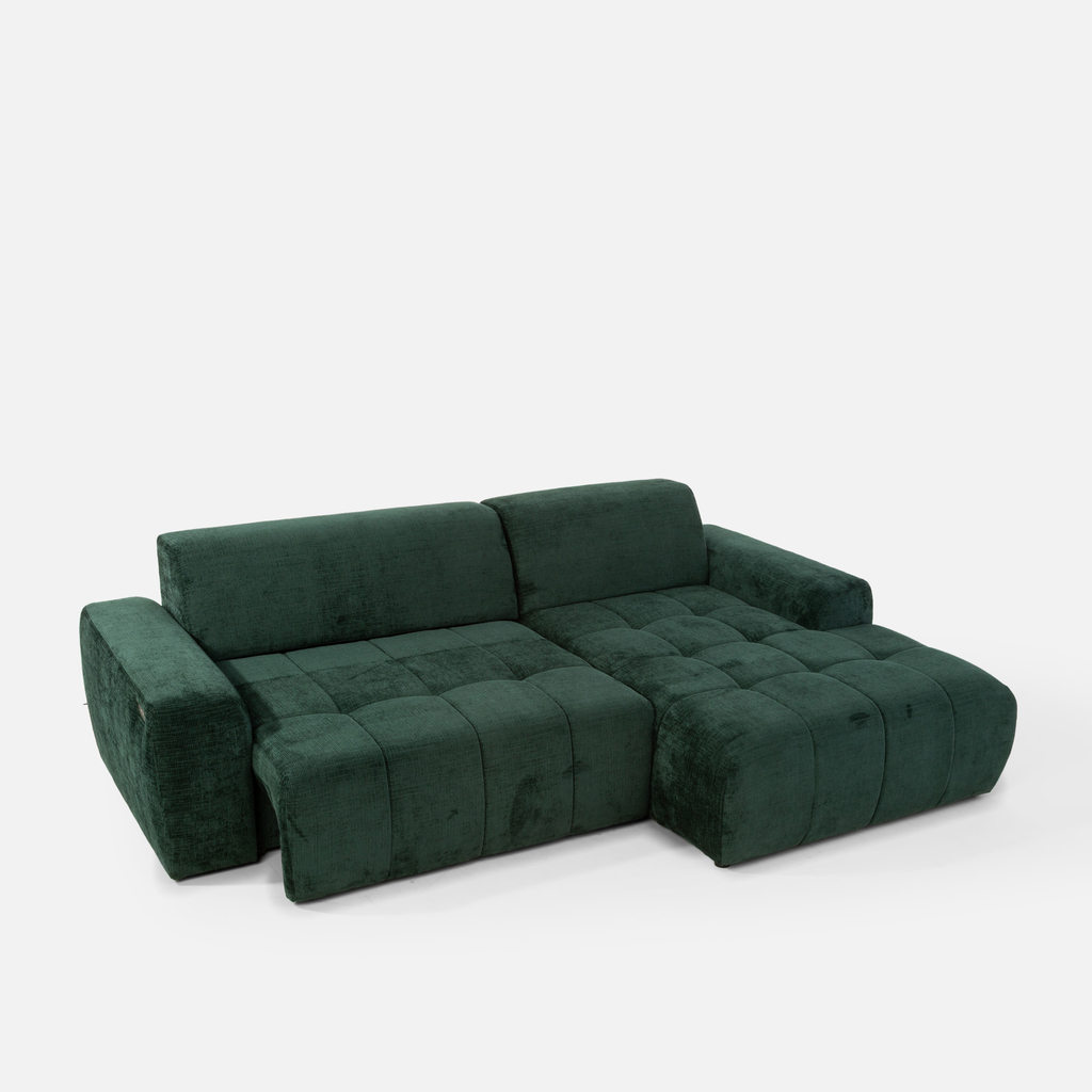 Rohová sedačka s elektrickým nastavením sedáku SAVINON S lahvově zelená lavá