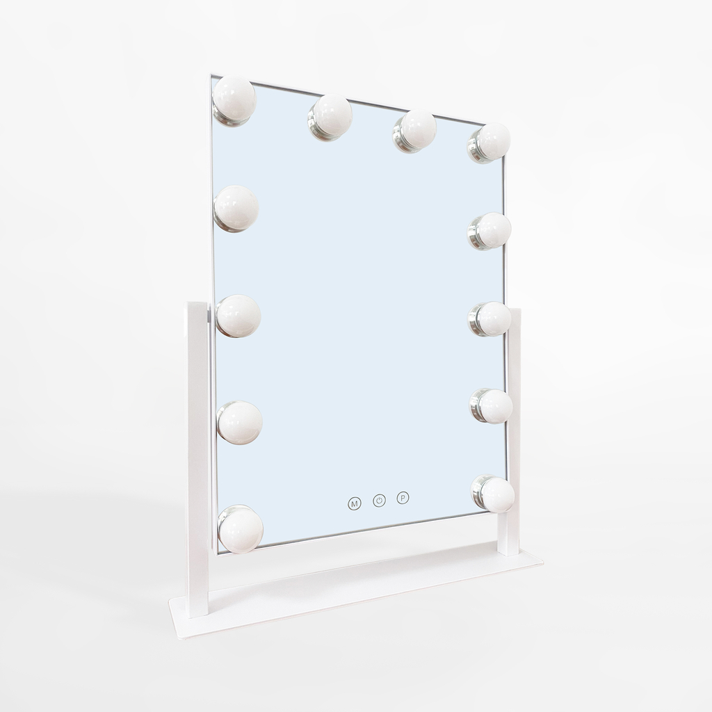 Obdélníkové bílé zrcadlo s LED osvětlením 37x7x43,8 cm