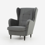 Velurové šedé křeslo ušák VITO