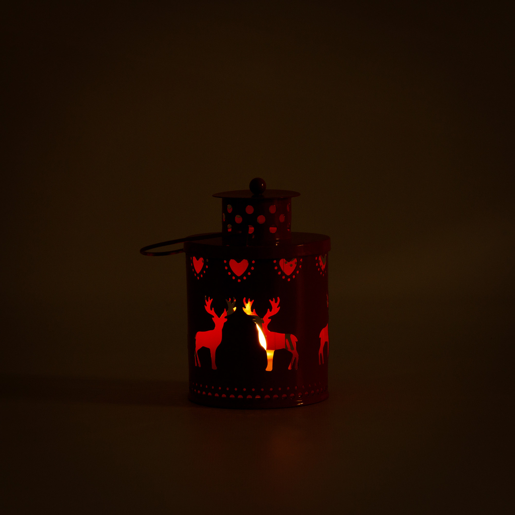 Dekorace lucerna LED červená sobi