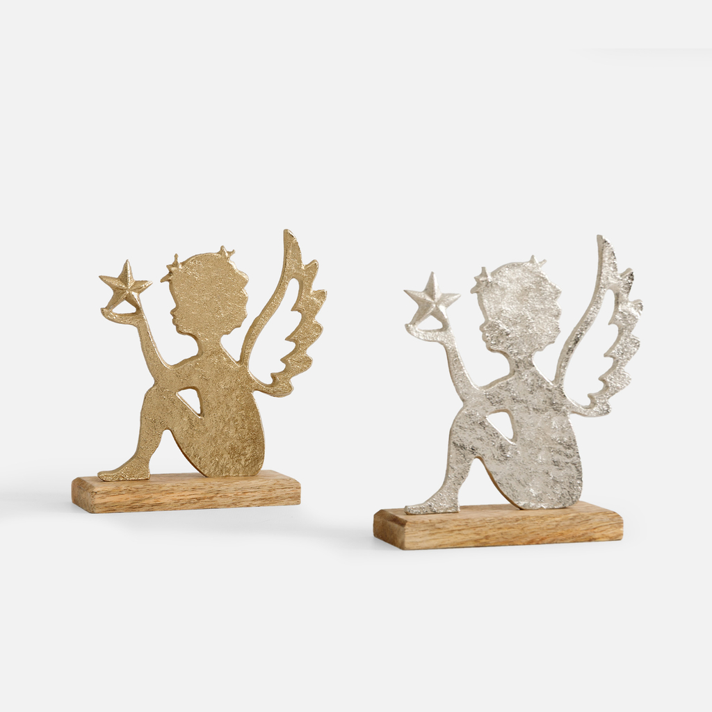 Dekorace vánoční anděl stříbrný 16 cm