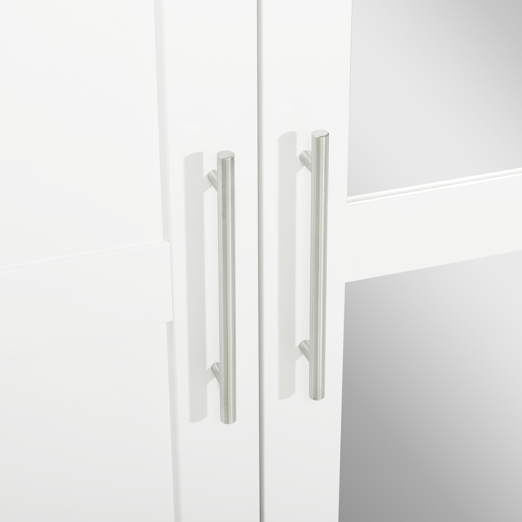 Bílá šatní skříň se zrcadlem FINLEY