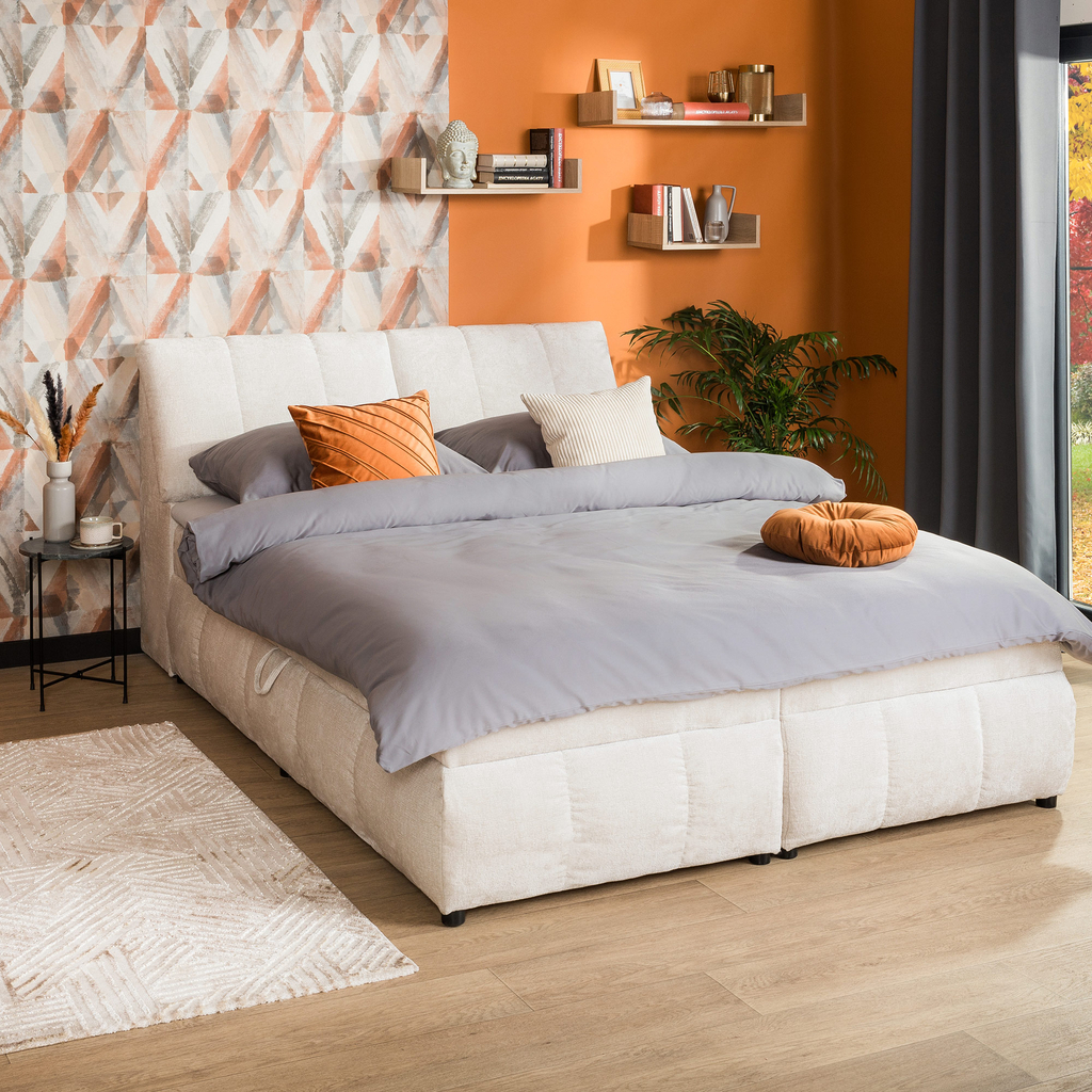 Krémová postel boxspring LORENZO HR 160x200 cm