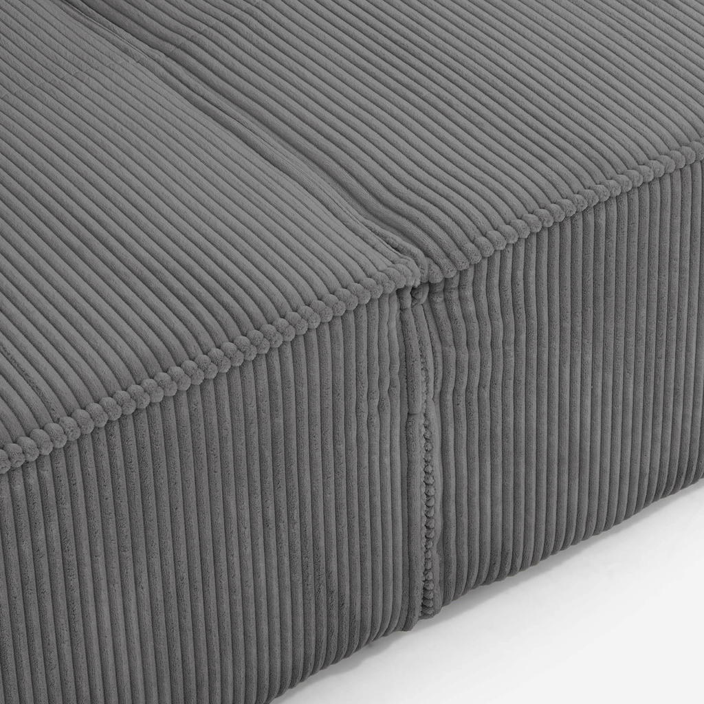 Manšestrová dvoumístná rozkládací pohovka šedá LUSO pravá