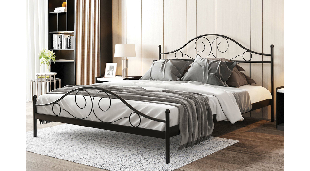Černá kovová postel s roštem ANTIC 140x200 cm