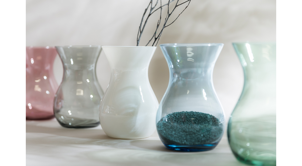 Průhledná modrá váza ASTA 18 cm