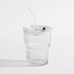 Sklenice s víčkem a brčkem 350 ml