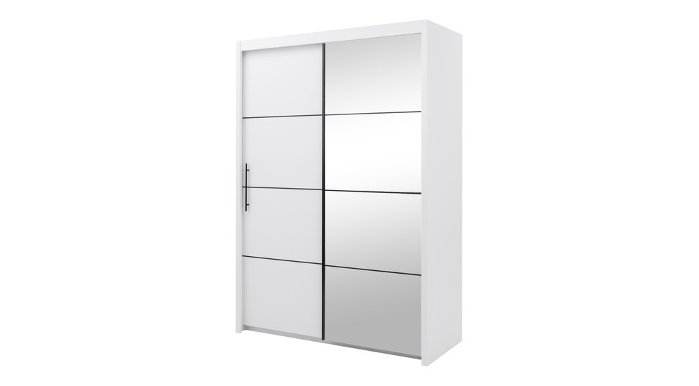 Skříň s posuvnými dveřmi se zrcadlem bílá INOVA 150 cm