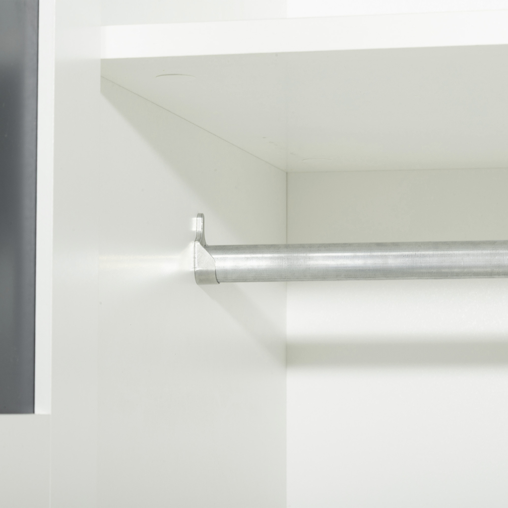 Bílá šatní skříň se zrcadlem FINLEY