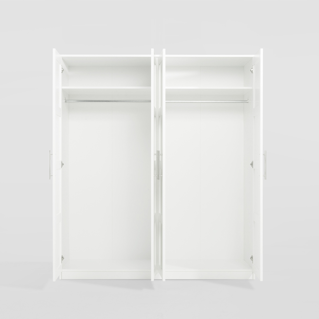 Bílá šatní skříň se zrcadlem FINLEY