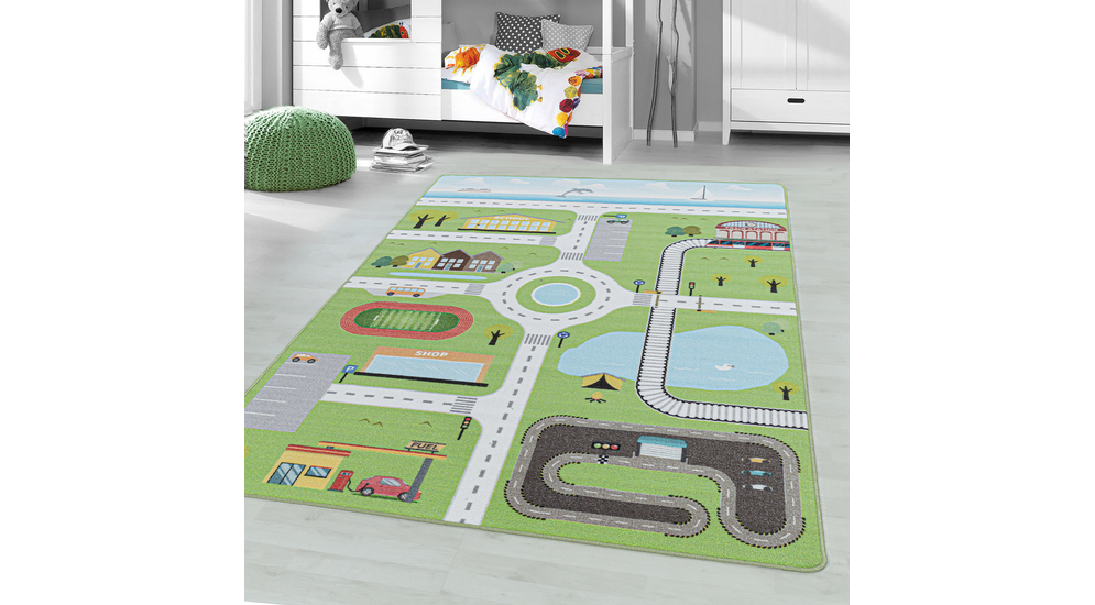 Zelený dětský koberec město PLAY 120x170 cm
