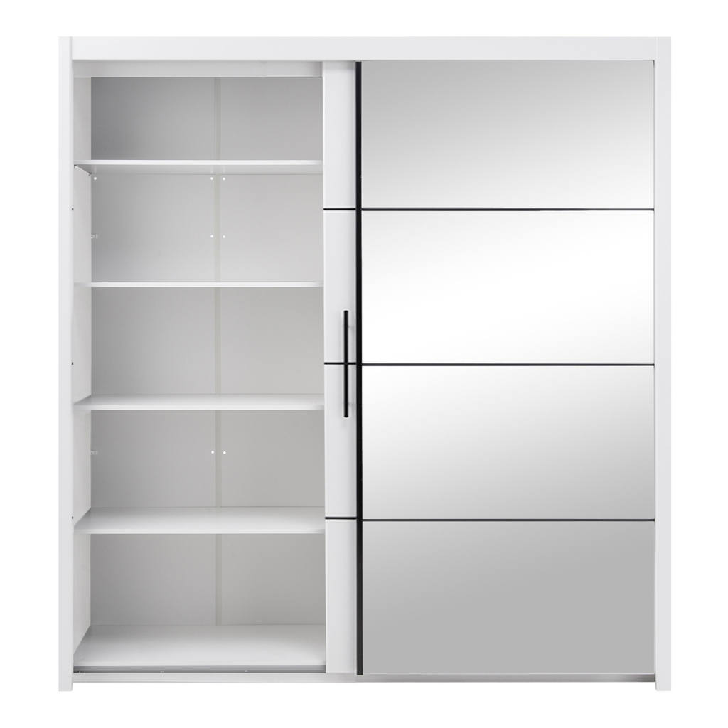 Skříň s posuvnými dveřmi se zrcadlem bílá INOVA 200 cm