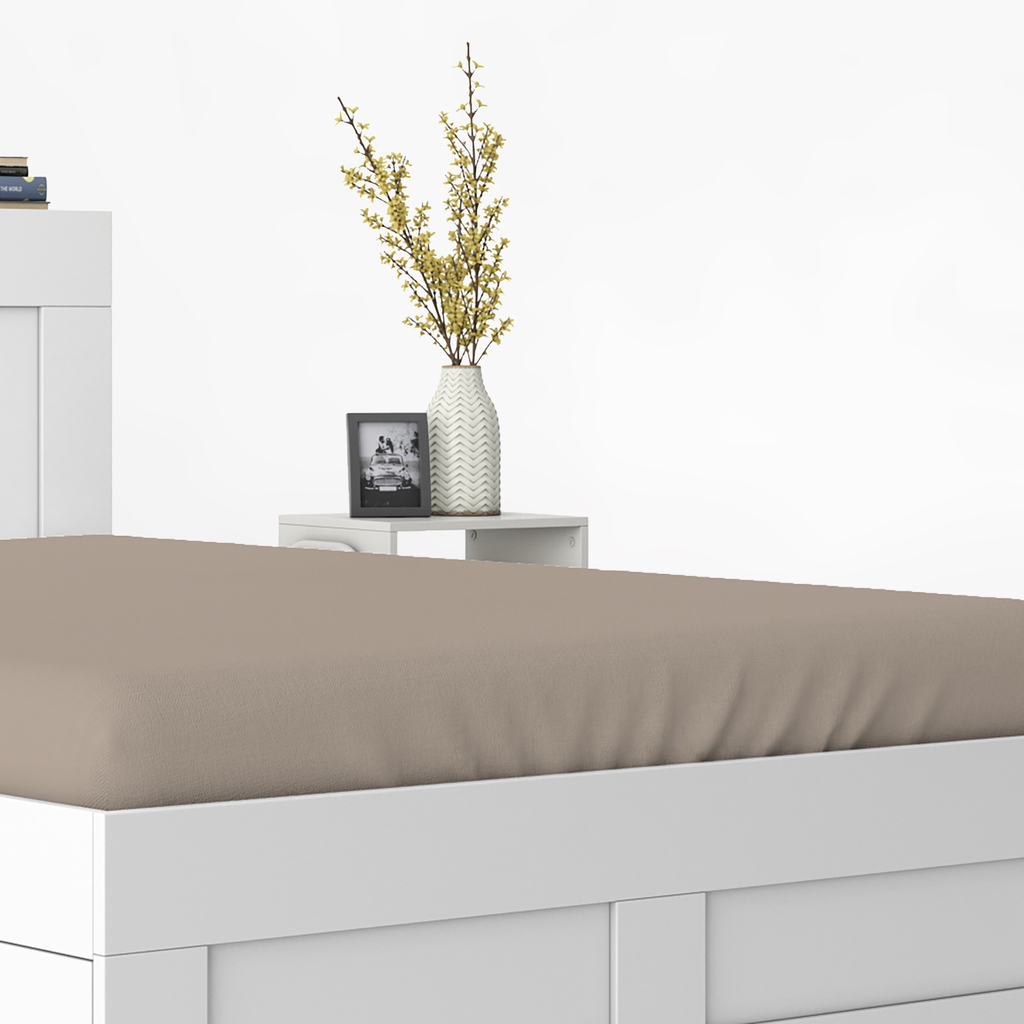 Taupe saténové prostěradlo s gumou PURE 220x200 cm