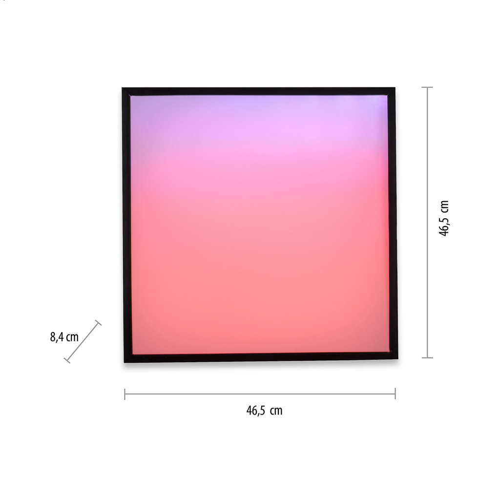 Černé LED RGB stropní svítidlo s dálkovým ovládáním MARIO 46,5x46,5 cm