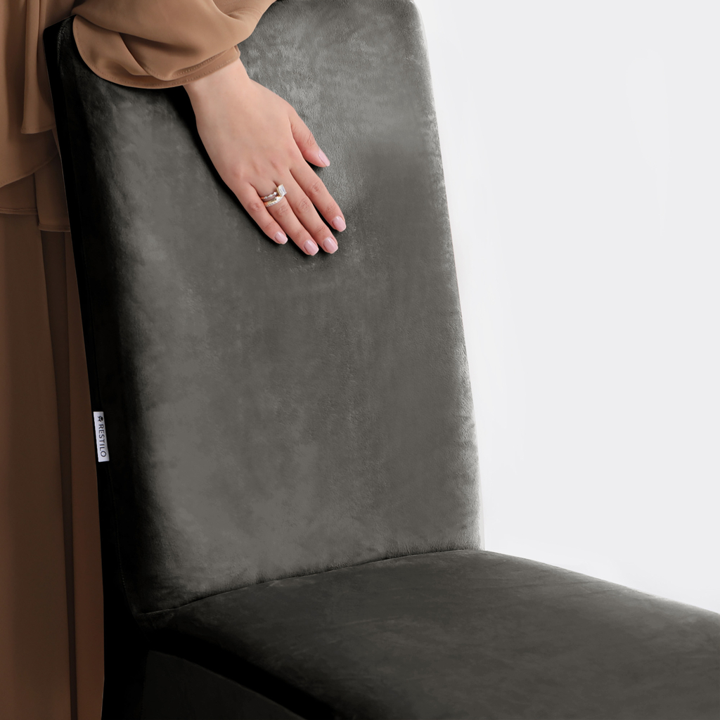 Potah na židli tmavě šedý SENTO 48x48x58 4 ks