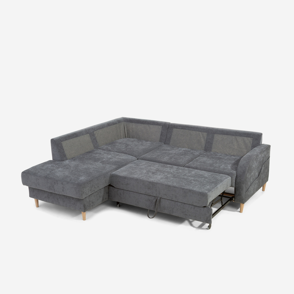 Šedá rozkládací rohová sedací souprava HAMAR 5P levá