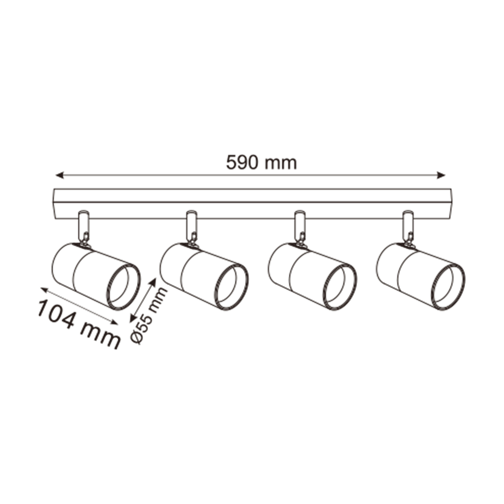 Stropní svítidlo se 4 nastavitelnými bodovými světly černo-zlaté FORI