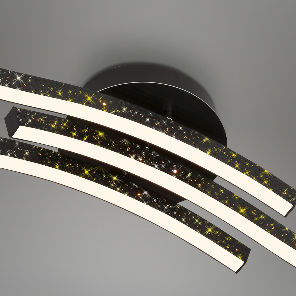 Černé stropní svítidlo LED s třpytkami REY 80,5 cm