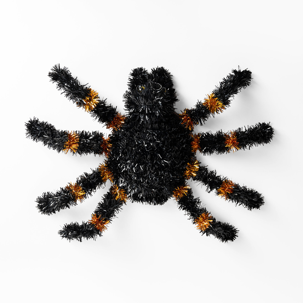 Dekorace PAVOUK černo-oranžový 45 cm
