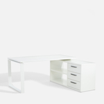 Rohový psací stůl se zásuvkami DISEGNO WHITE OFFICE bílý lesk