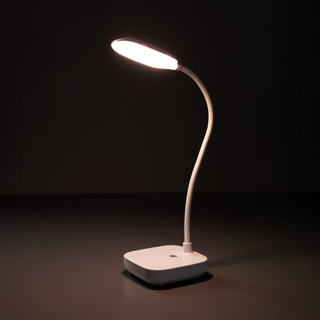 Bílá stolní lampa LED 7W s USB nabíjením