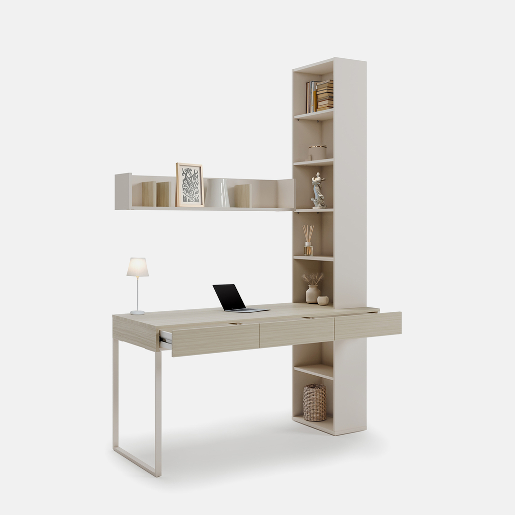 Psací stůl s knihovnou a závěsnou policí CHARLIE