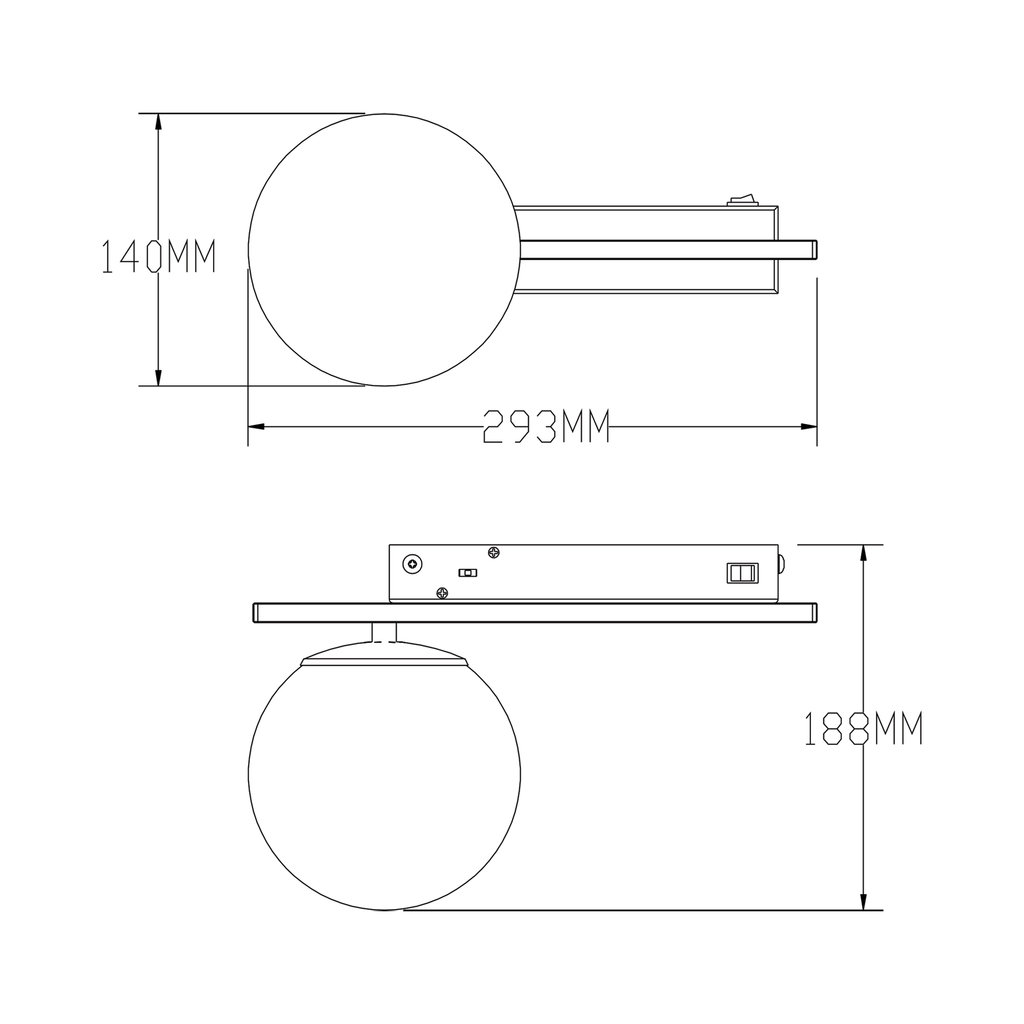 LED Nástěnné svítidlo s kulovitým stínidlem NEBULA