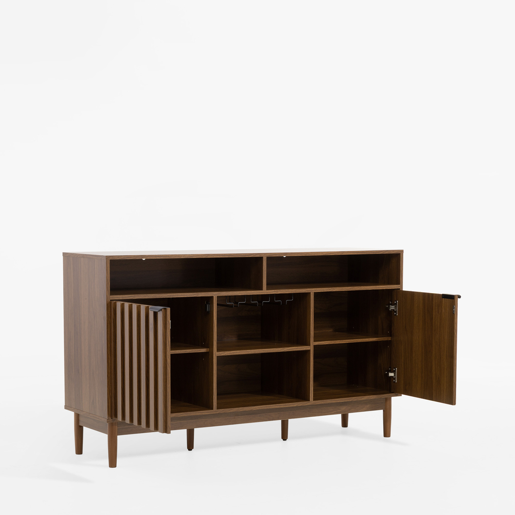 Komoda s regálem na víno a skleničky TURRO