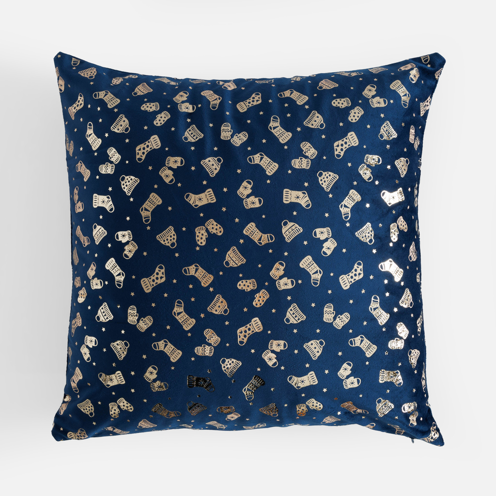 Dekorační povlak zimní vzor modrá NUIT 45x45 cm