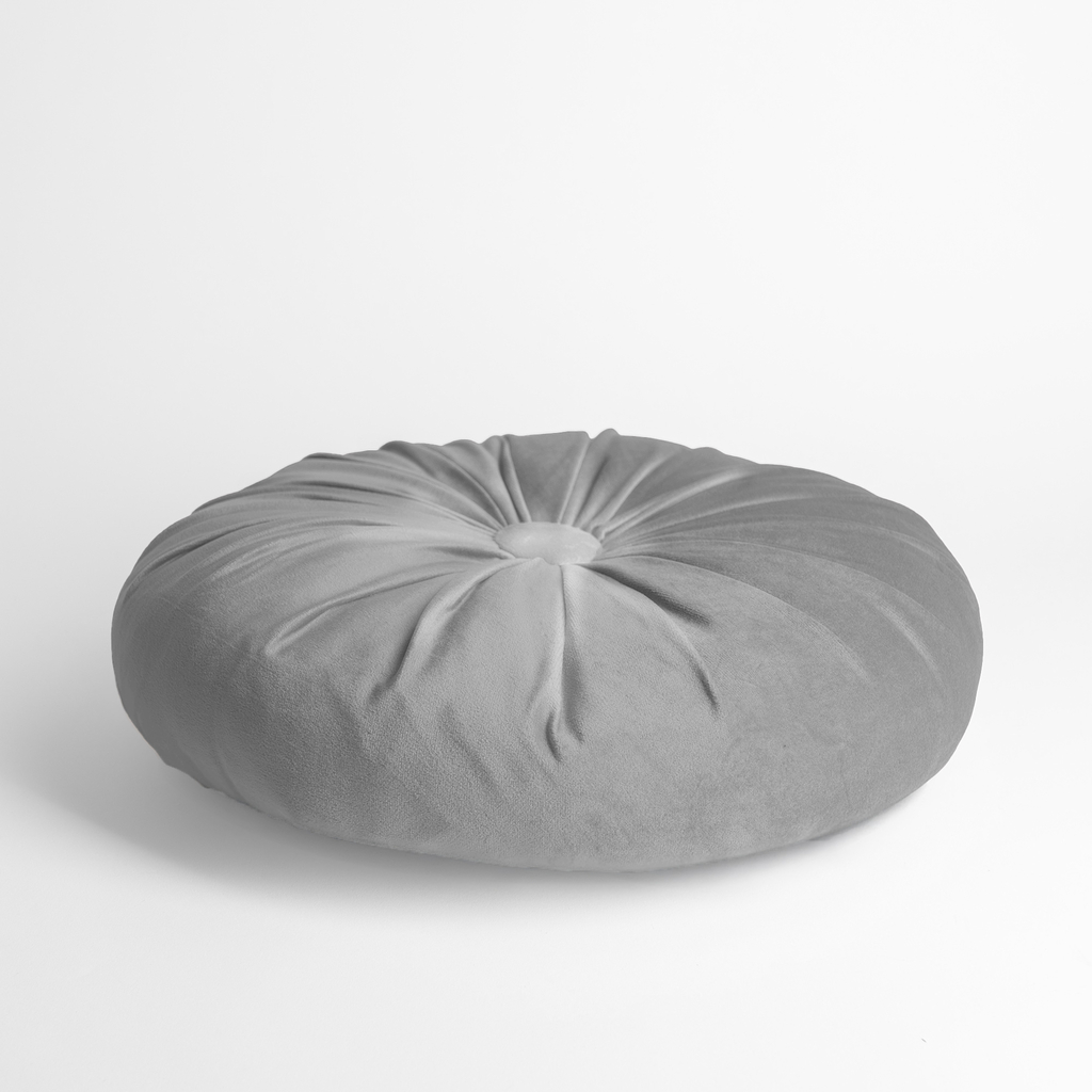 Světle šedý dekorační kulatý polštář SELMA 40 cm