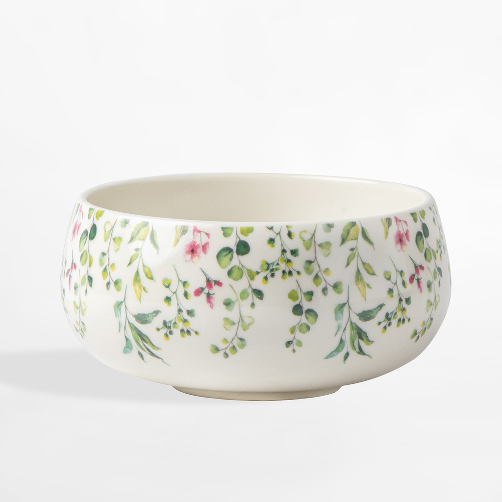 Porcelánová miska se zeleno-růžovými květy 660 ml