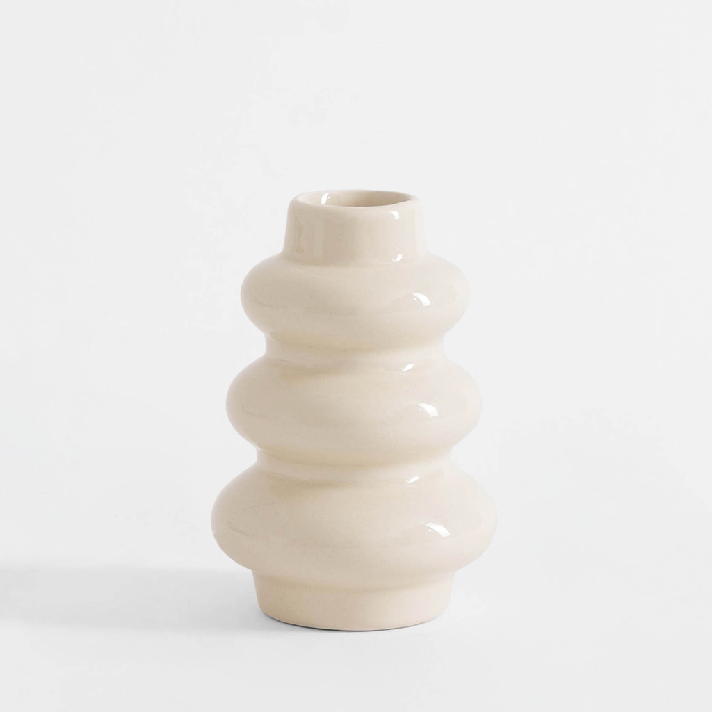 Béžová váza sněhulák 12 cm