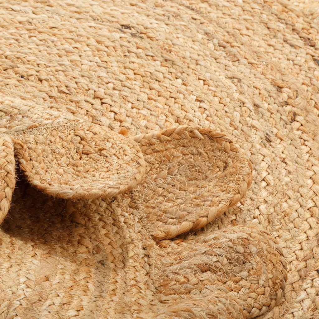 Jutový kulatý koberec BRUGA s volánem, 100 cm