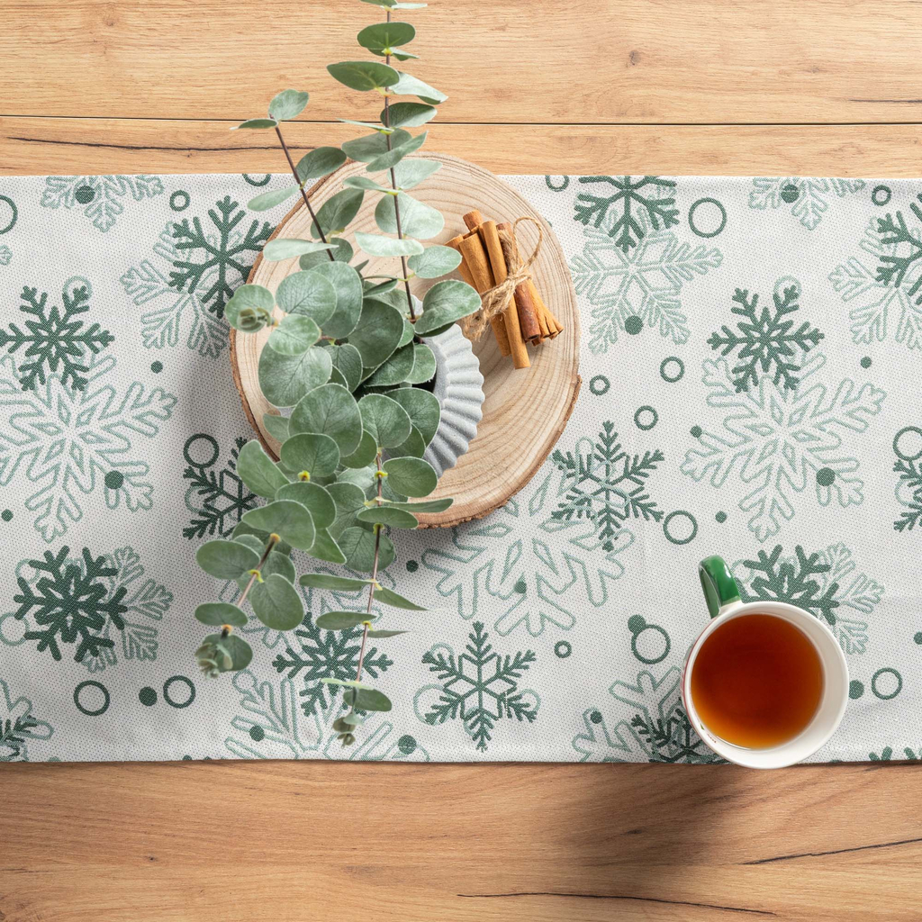 Běhoun se sněhovými vločkami bílý VINTRO 40x120 cm