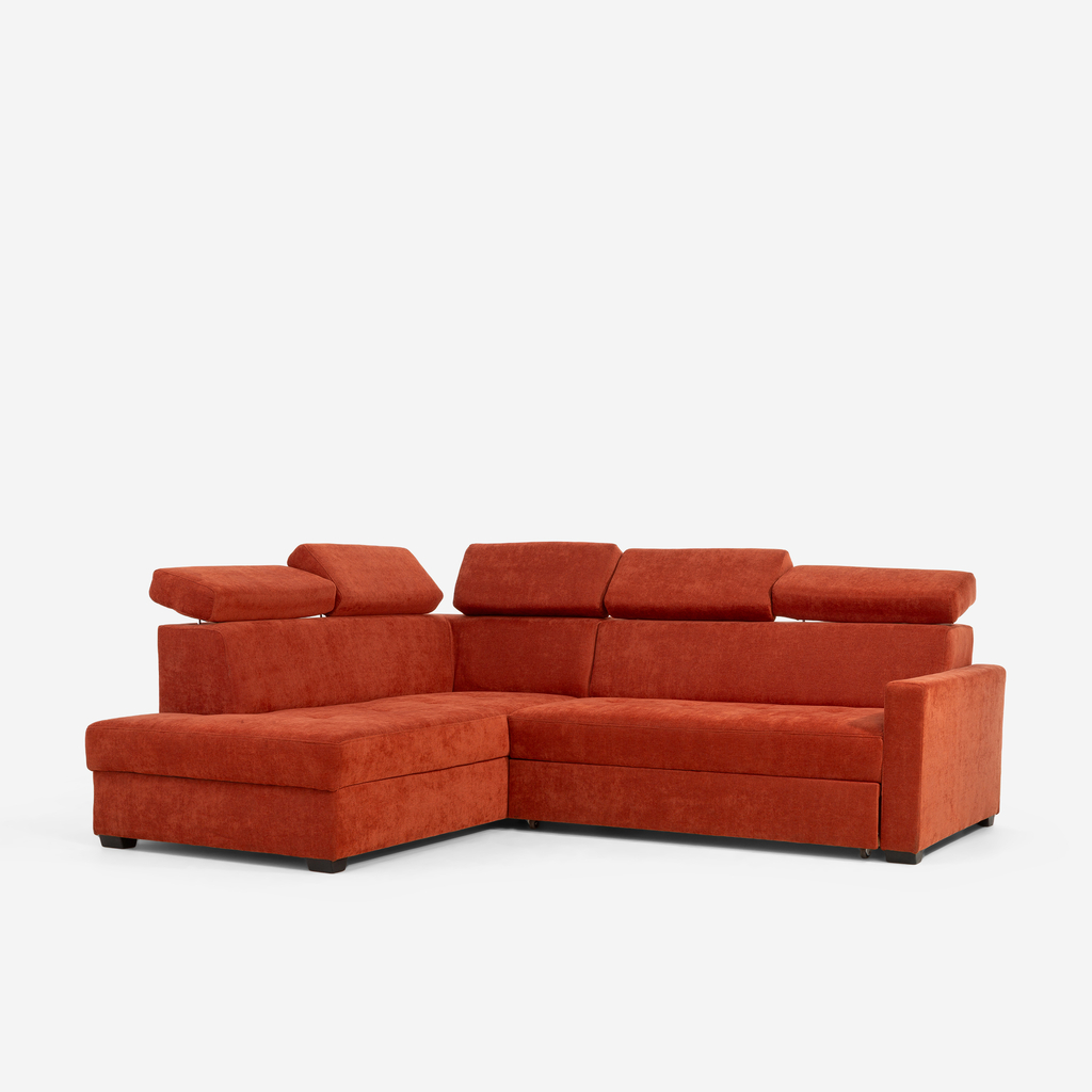 Cihlová rozkládací rohová sedací souprava FEN 5P levá