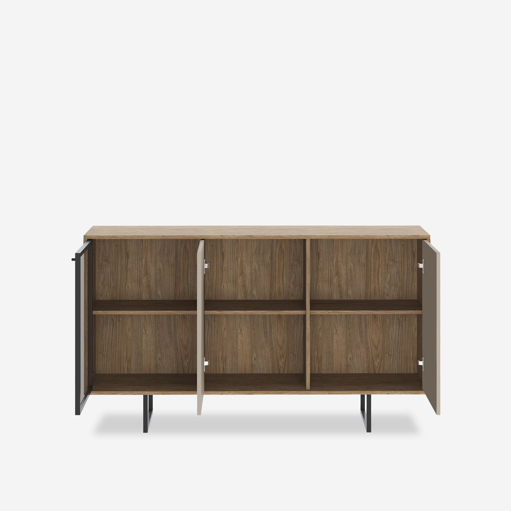 Loftová komoda s vitrínou SIENNA 150,7 cm