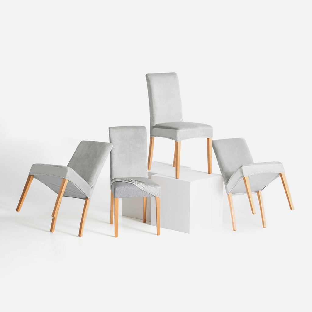 Potah na židli stříbrný SENTO 48x48x58 6 ks