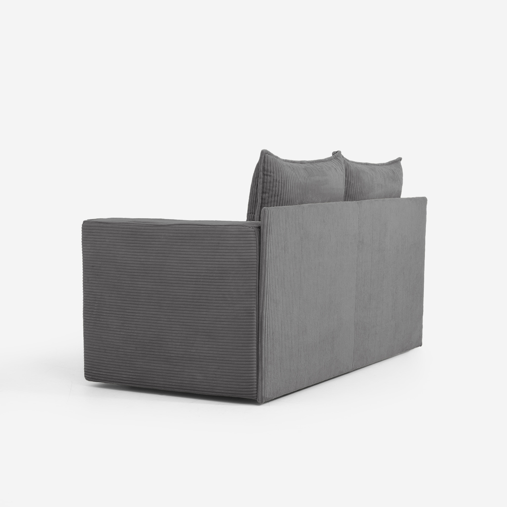 Manšestrová dvoumístná rozkládací pohovka šedá LUSO pravá