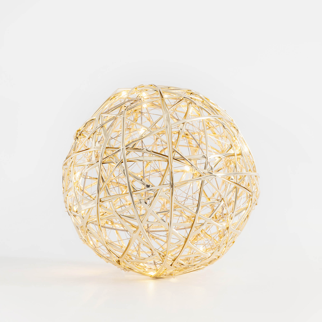 Dekorace LED koule šampaňské zlato, 20 cm
