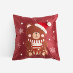 Vánoční povlak na polštář s medvědem červený CALIN 45x45 cm