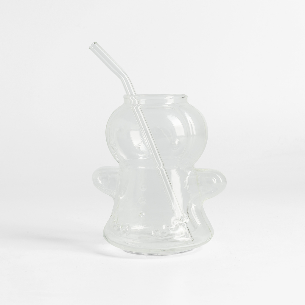 Vánoční sklenice s brčkem GINGERBREAD průhledná 400 ml