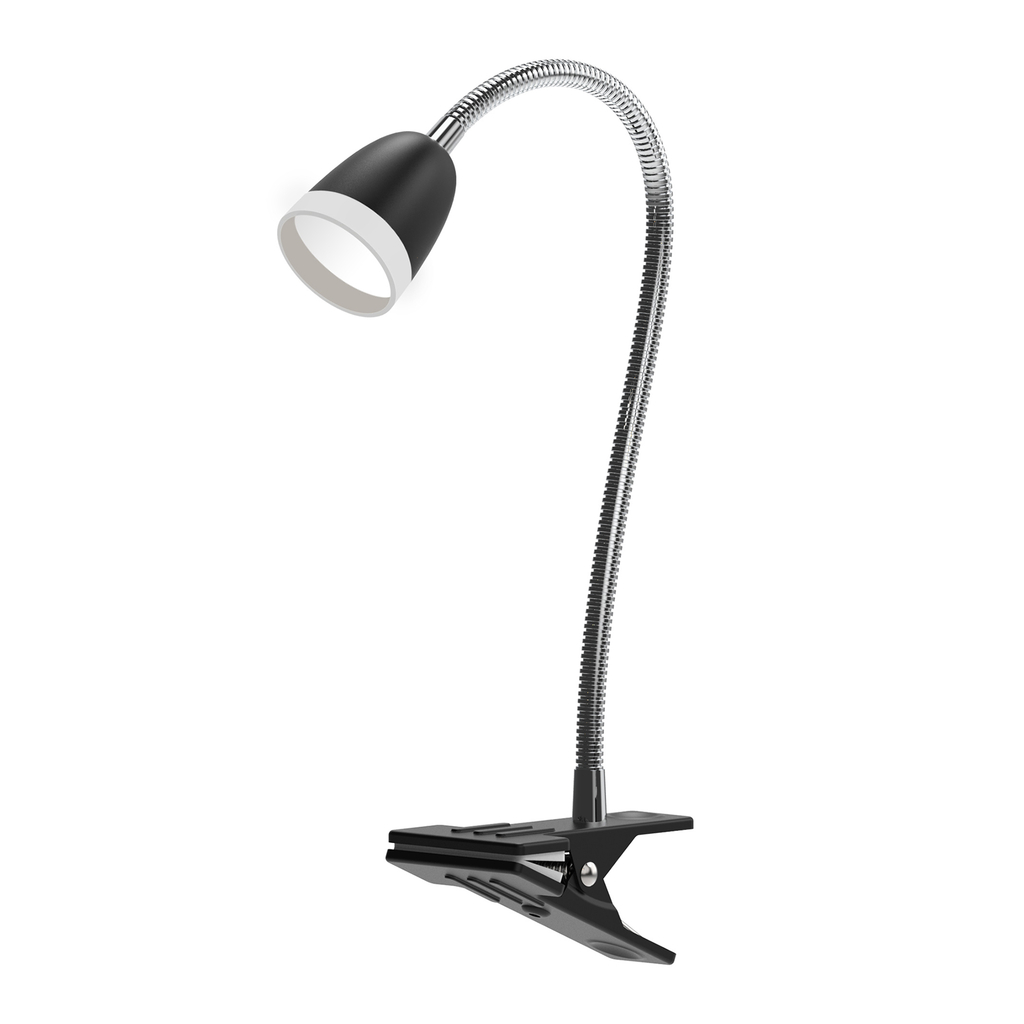 Černá stolní lampa LED s klipem ORO LARUS