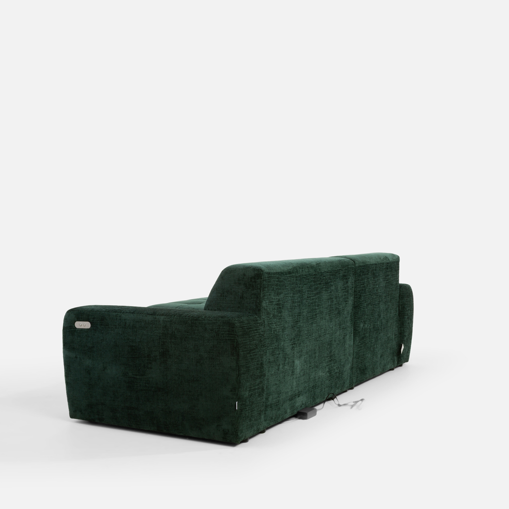 Rohová sedačka s elektrickým nastavením sedáku SAVINON S lahvově zelená pravá