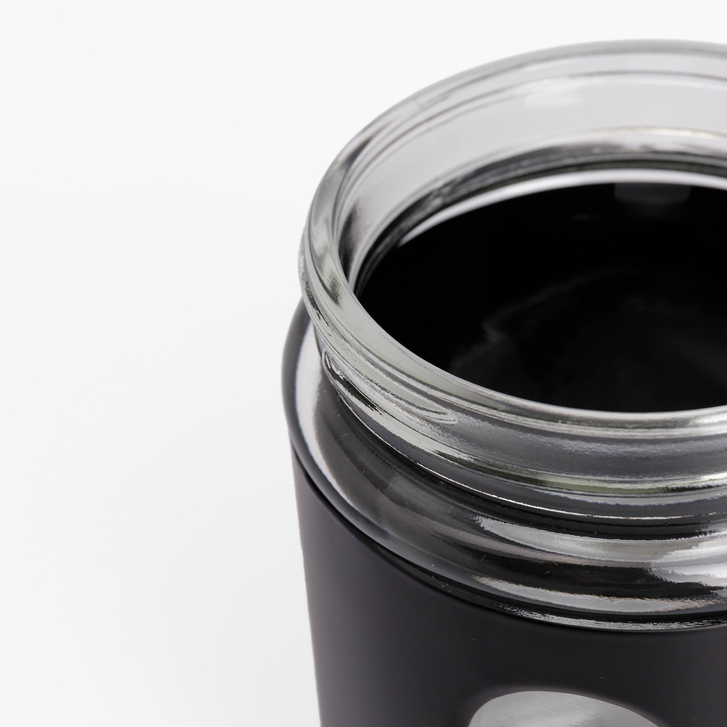 Skleněná nádoba s kovovým víkem černá 660 ml