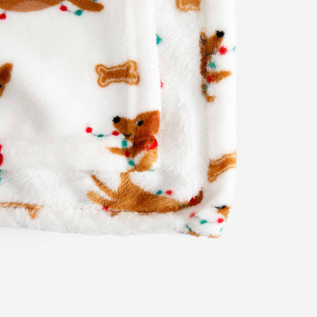 Vánoční deka se psy šedá CODIE 130x160 cm